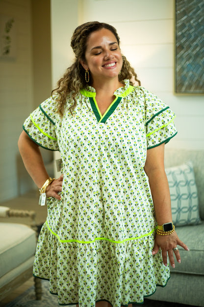 Floral Flutter Sleeve Mini Dress