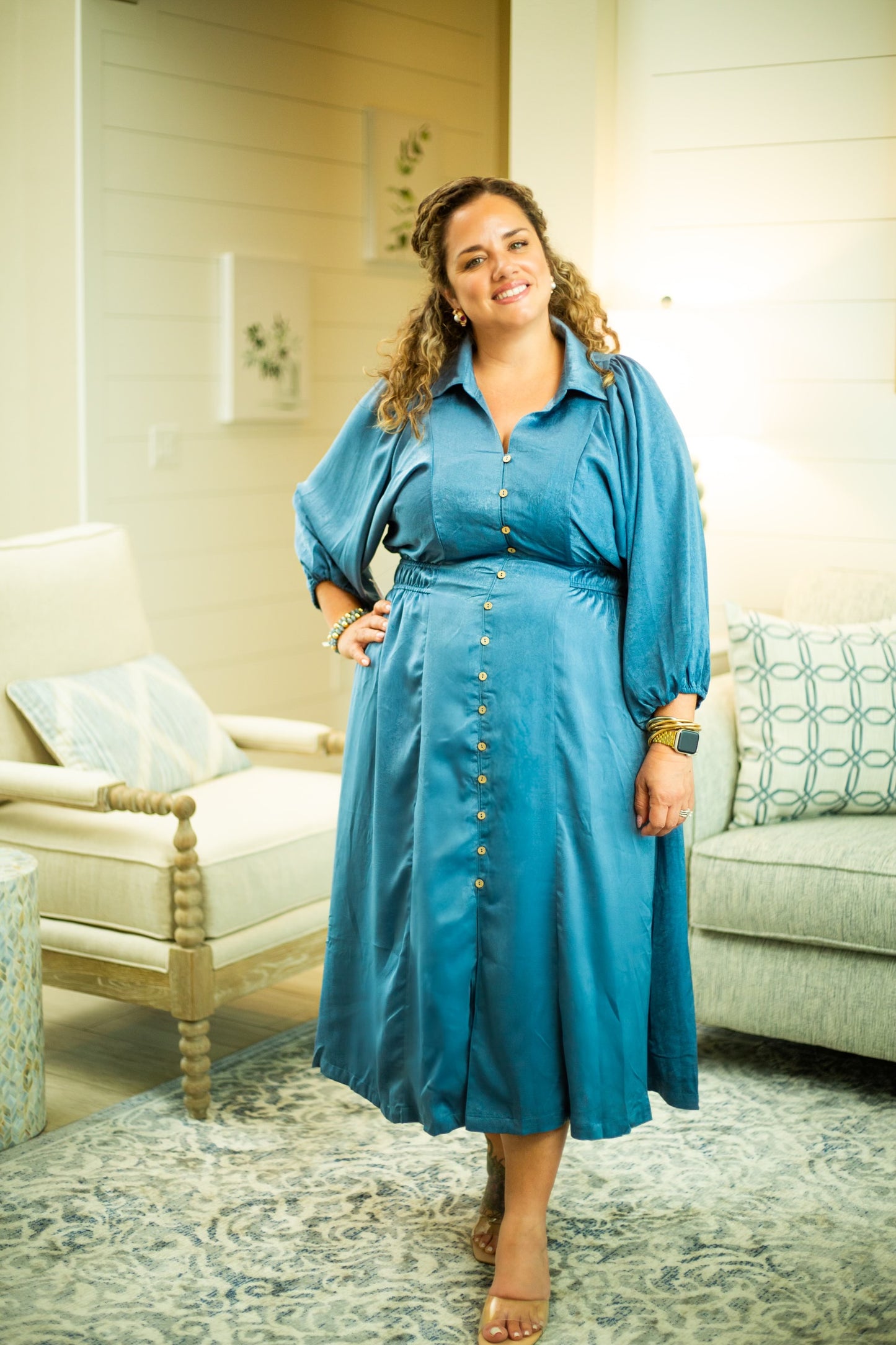 The Mary- Satin Midi Dress