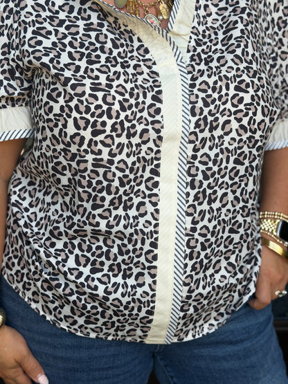 Leopard Print Ruffle Top