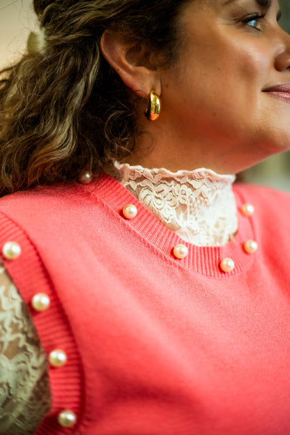 Long Sleeve Lace Knit Top