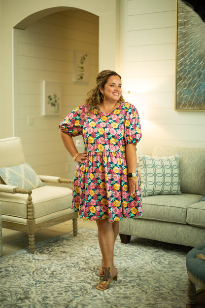 Floral Scalloped Hem Dress