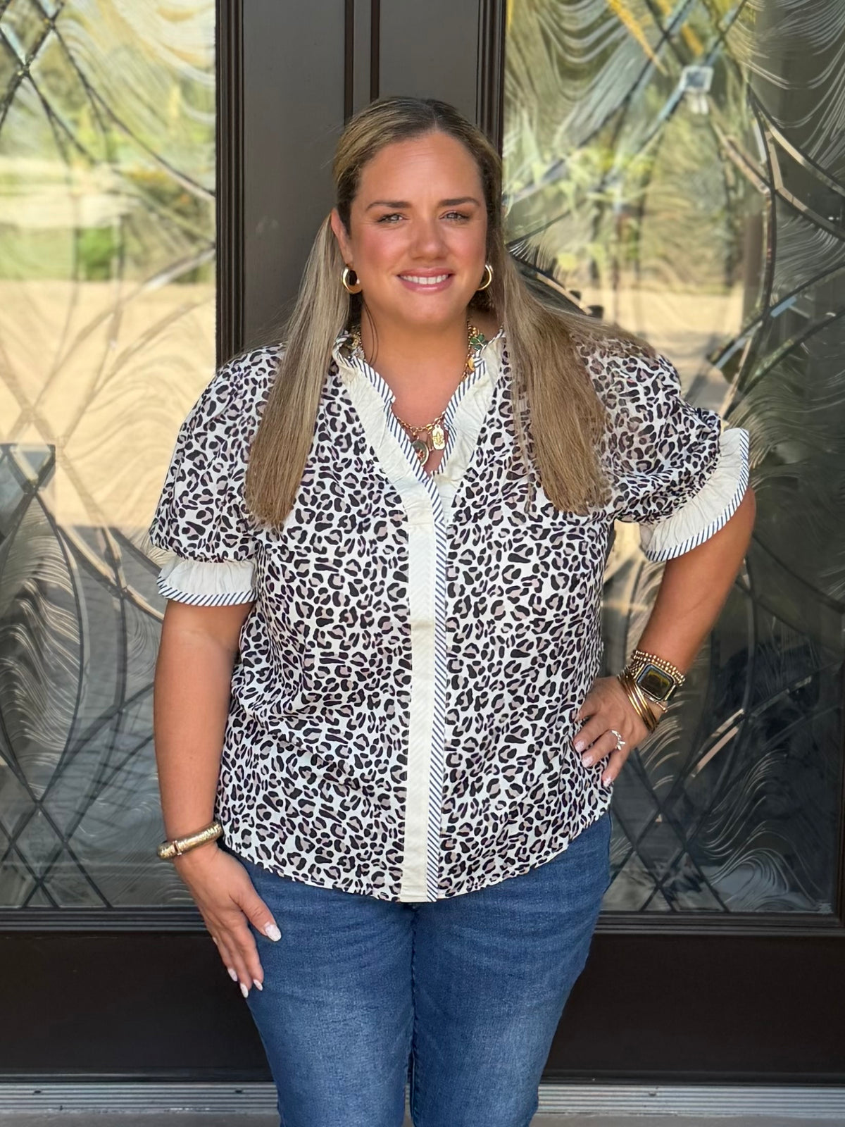 Leopard Print Ruffle Top