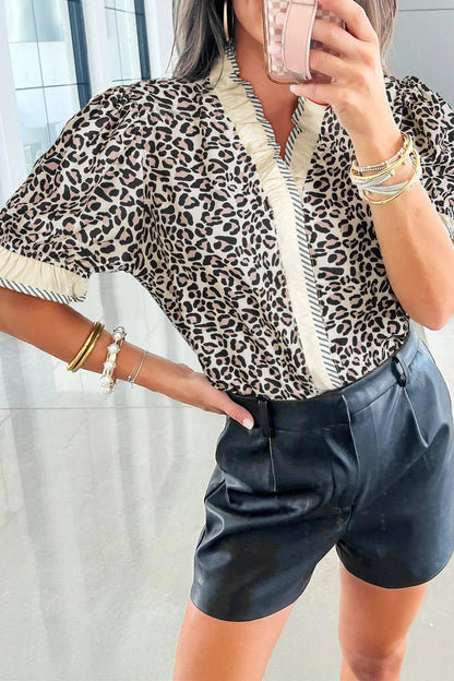 Leopard Print Ruffle Top