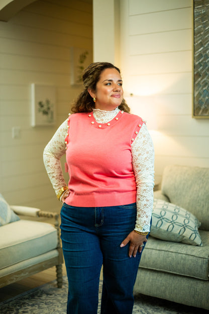 Long Sleeve Lace Knit Top