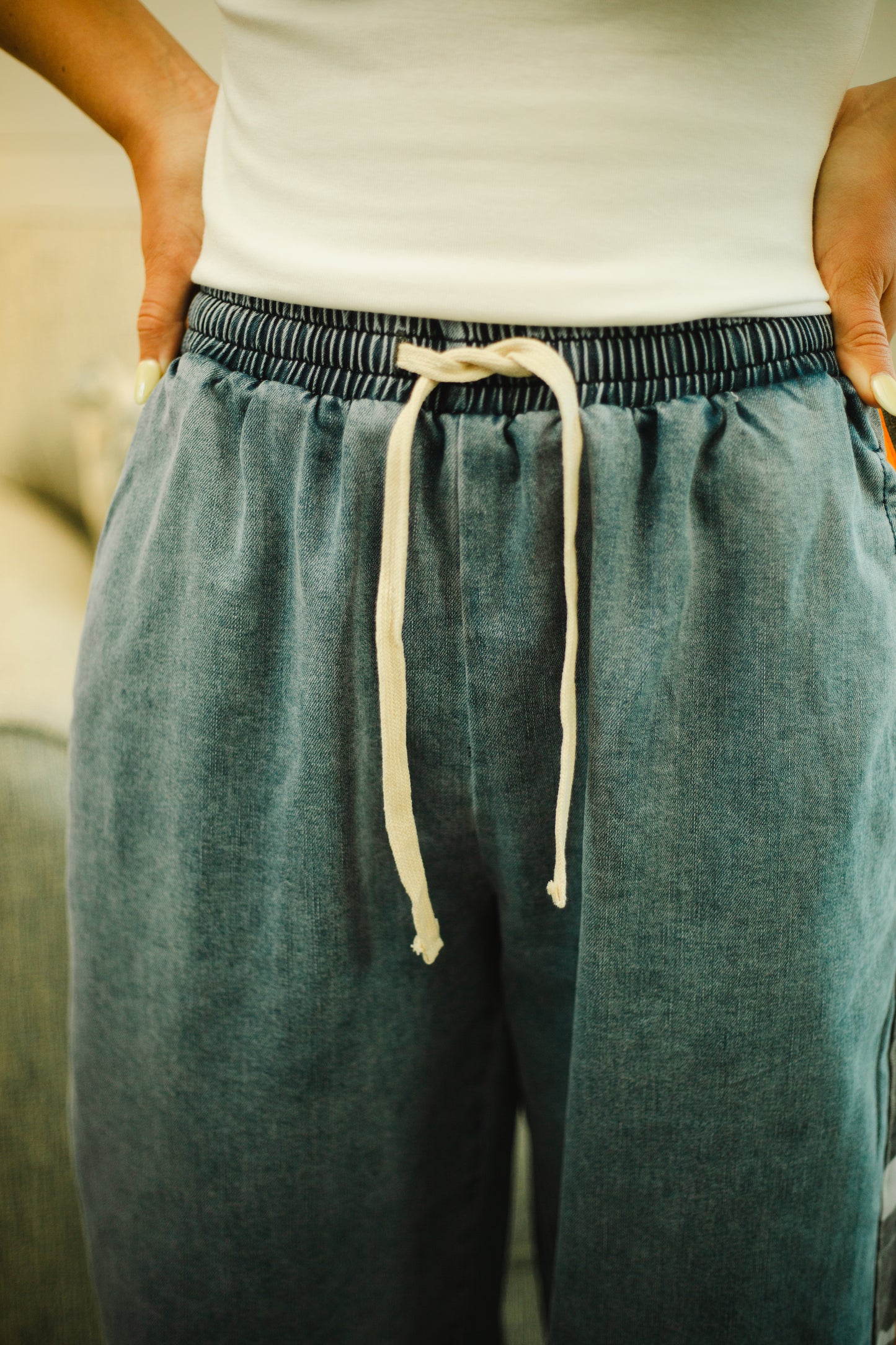Camo Side Stripe Wide Leg Denim