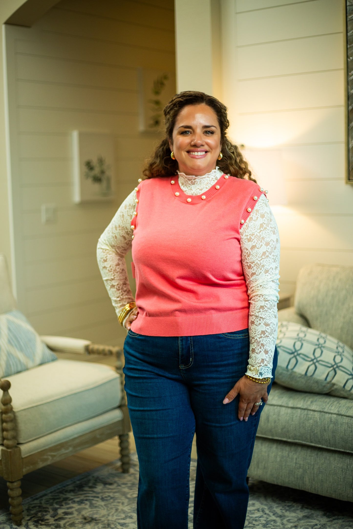 Sleeveless Pearl Knit Top