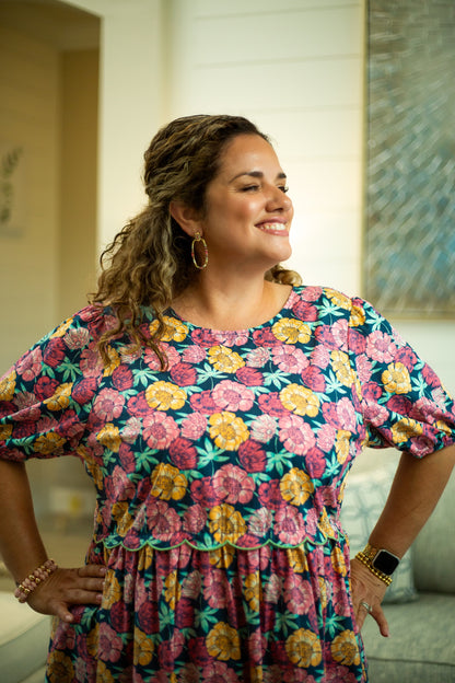 Floral Scalloped Hem Dress