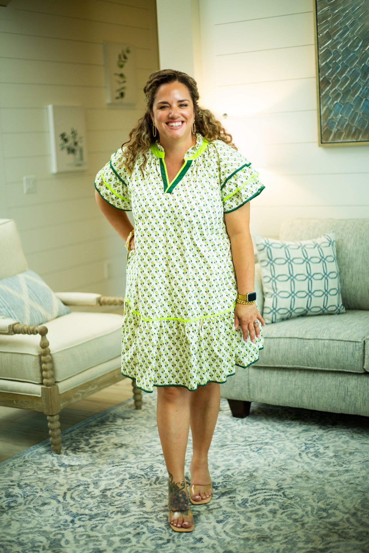 Floral Flutter Sleeve Mini Dress