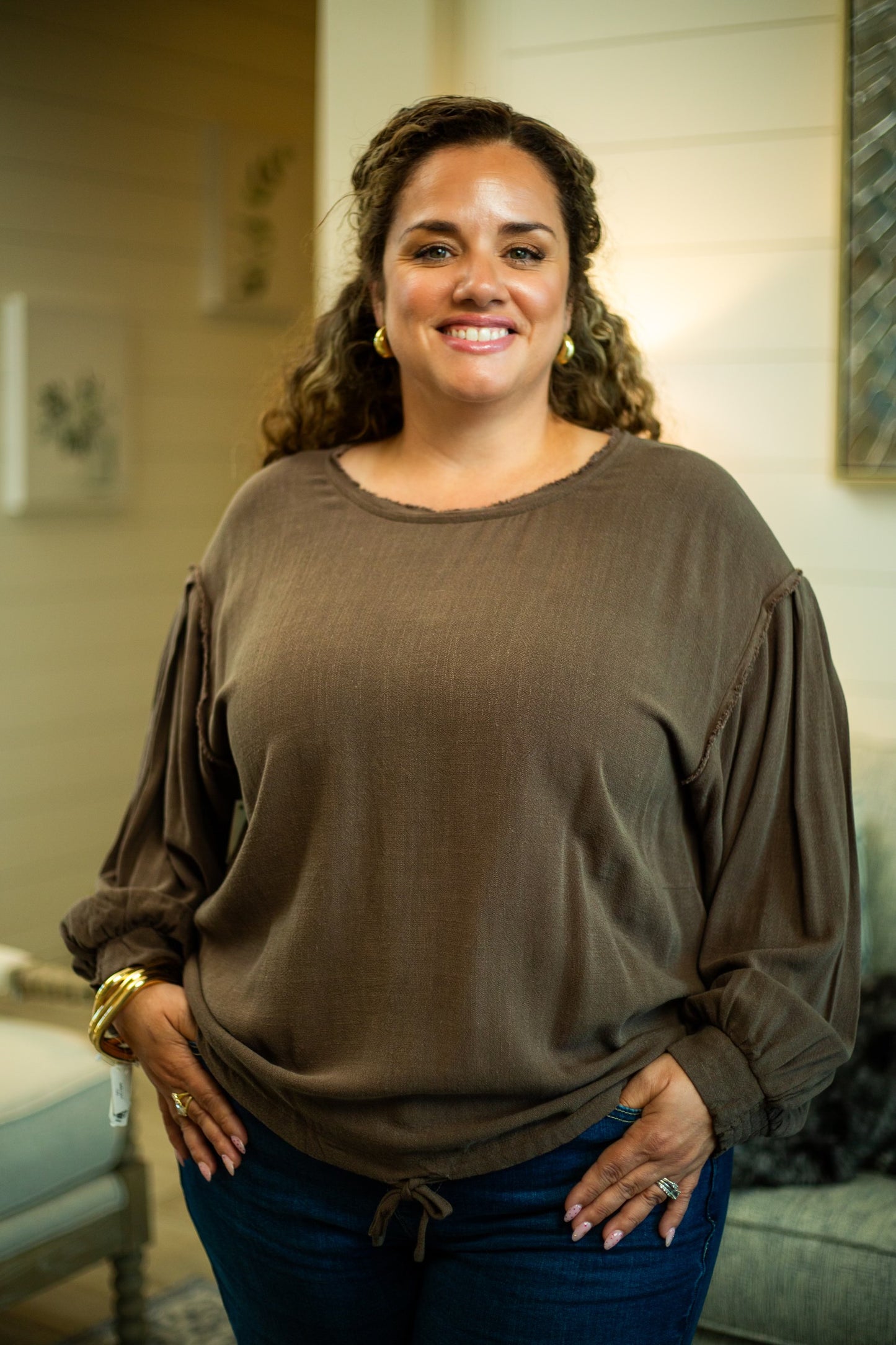 Linen Long Sleeve Top