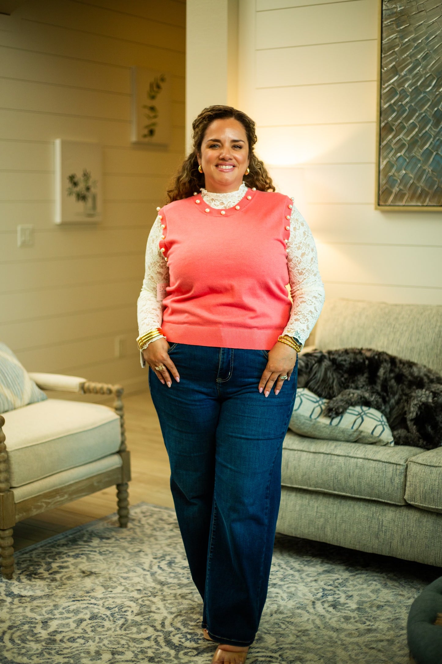 Sleeveless Pearl Knit Top