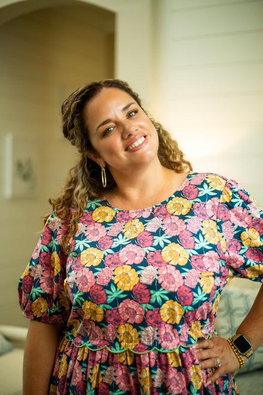 Floral Scalloped Hem Dress