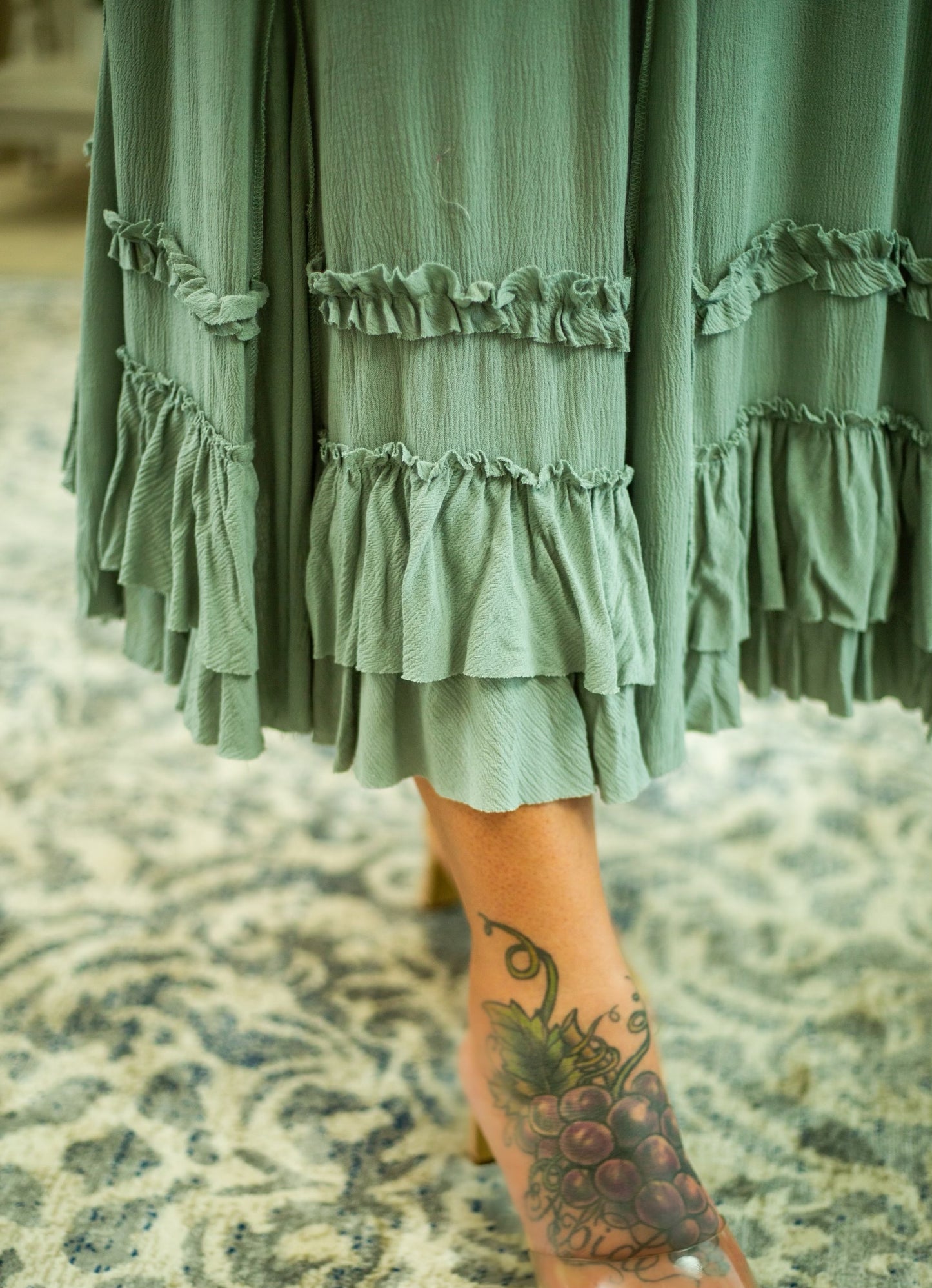 Tiered Ruffle Midi Skirt