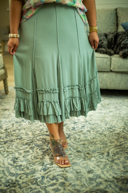 Tiered Ruffle Midi Skirt