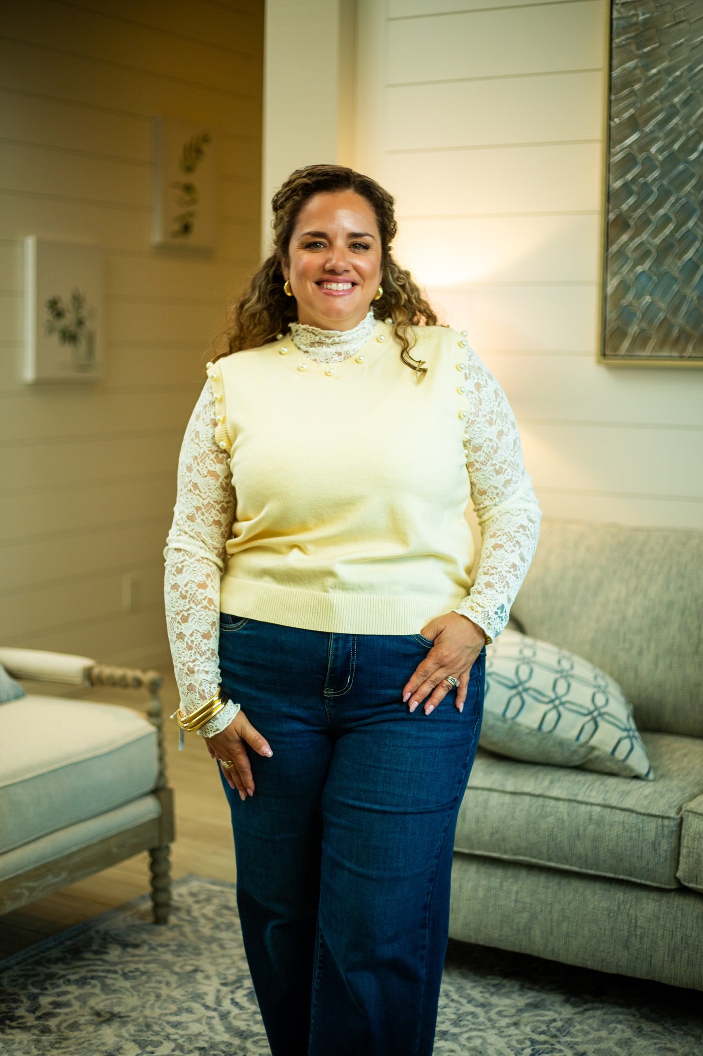 Sleeveless Pearl Knit Top