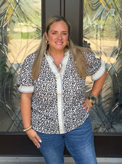 Leopard Print Ruffle Top