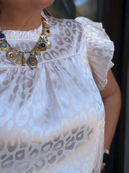Chic Leopard Print Top (Ivory)