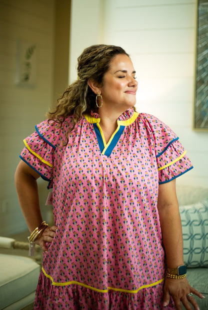 Floral Flutter Sleeve Mini Dress