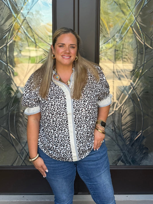 Leopard Print Ruffle Top