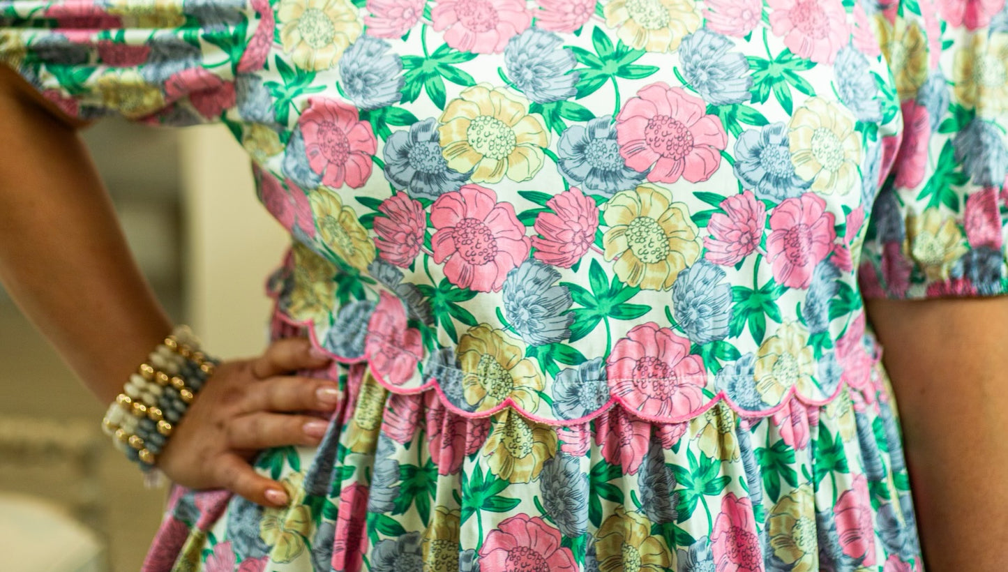 Floral Scalloped Hem Dress