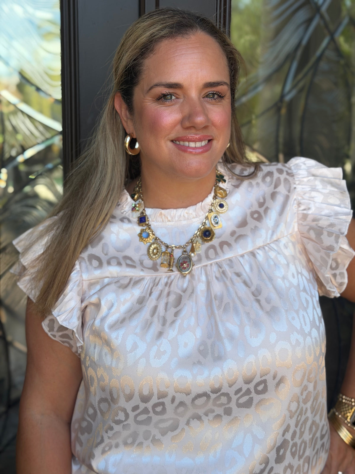 Chic Leopard Print Top (Ivory)