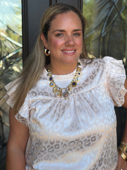 Chic Leopard Print Top (Ivory)