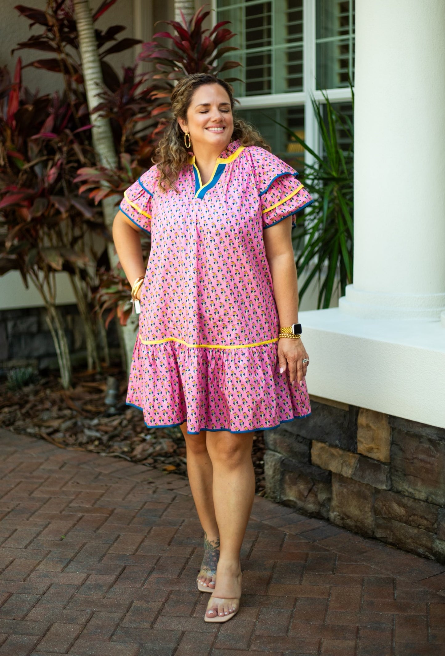 Floral Flutter Sleeve Mini Dress