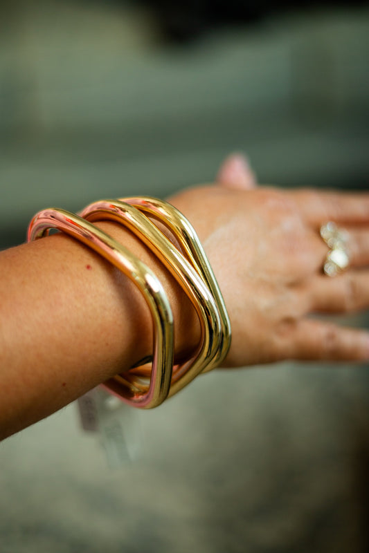 Square Gold Bangle Set