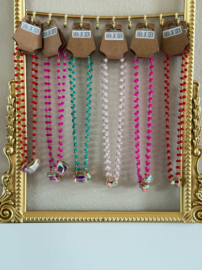 Emerald-Cut Iridescent Necklace