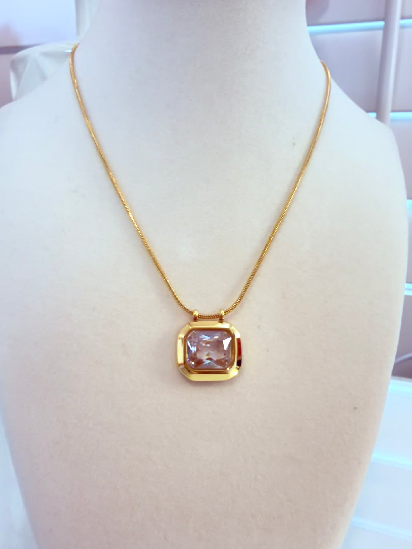 Square Gemstone Necklace