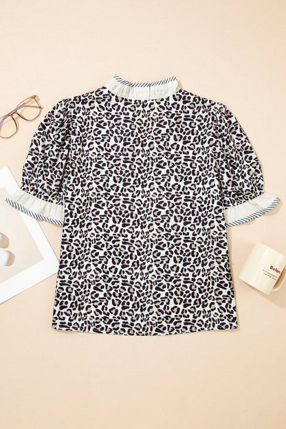 Leopard Print Ruffle Top