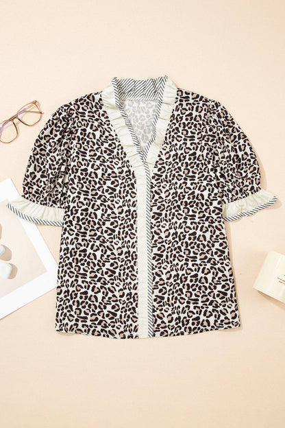 Leopard Print Ruffle Top